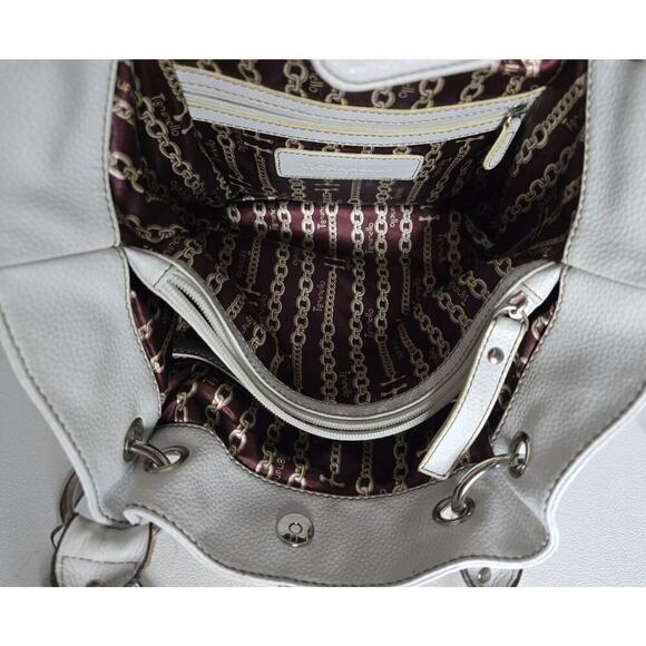 TIGNANELLO White Soft Pebble Leather Shoulder Bag Handbag Multi-pocket - Picture 11 of 14